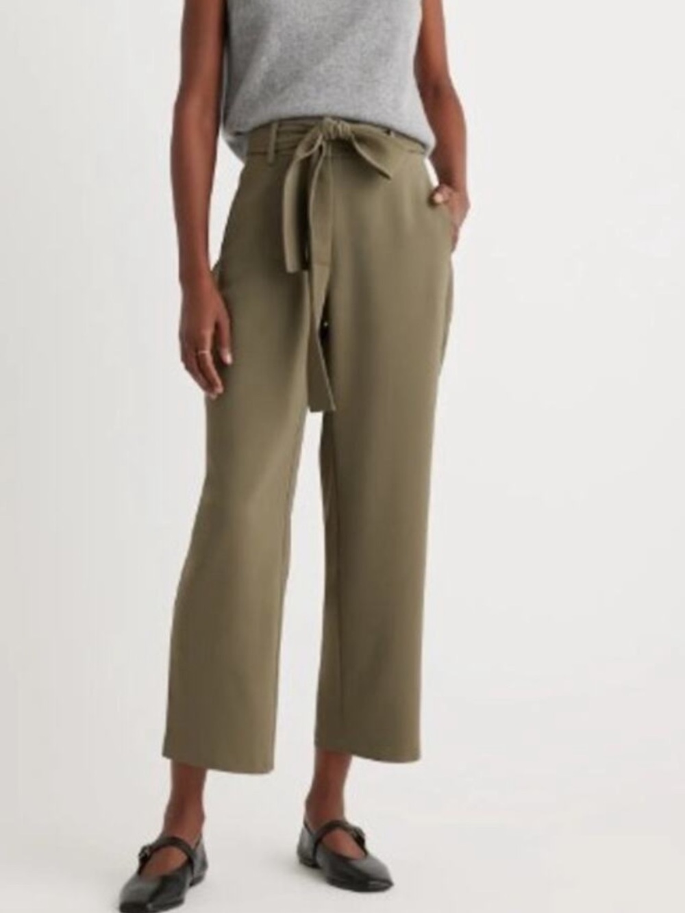 Quince High-Rise Paper-bag Pants - Olive